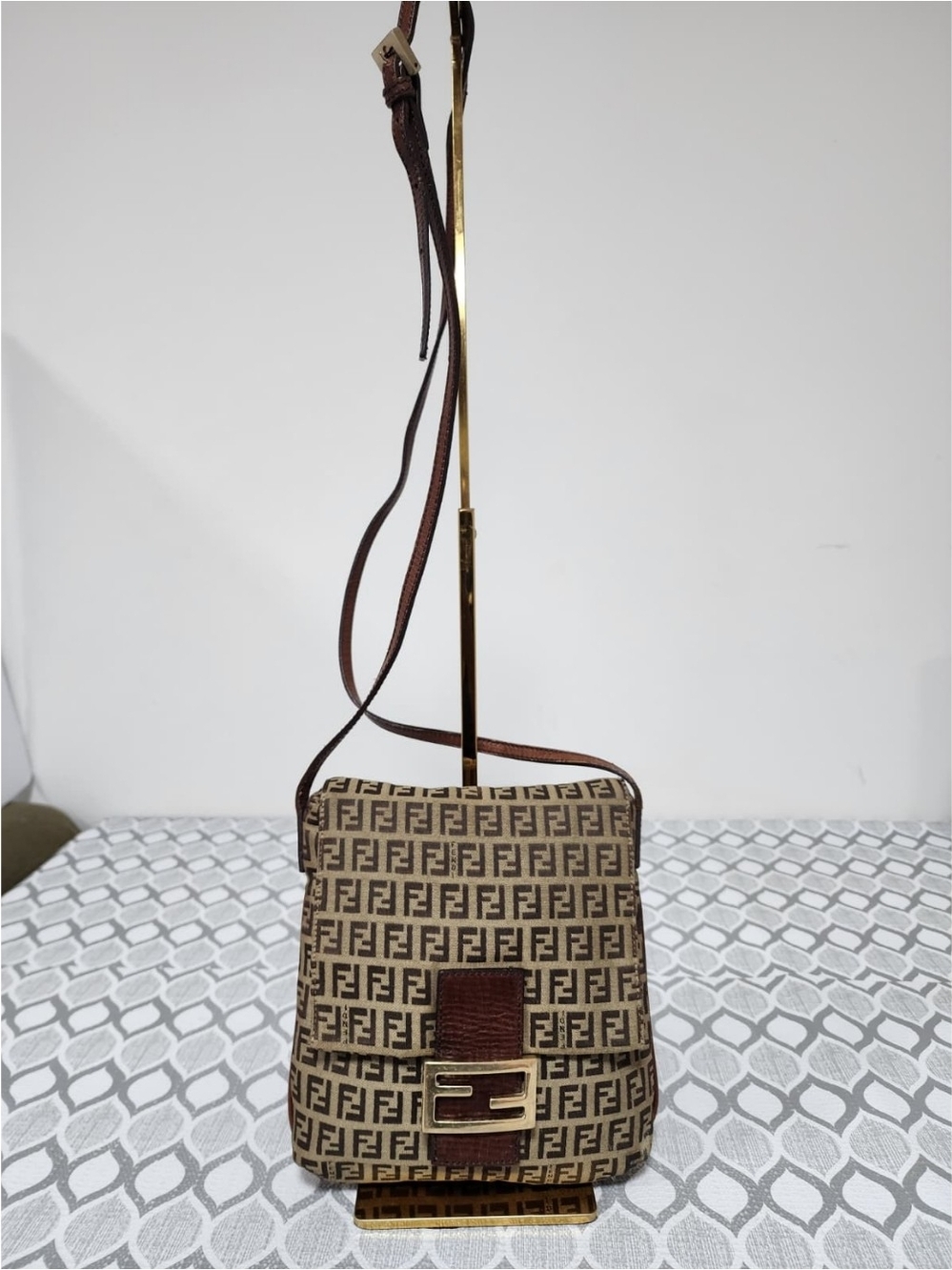 Fendi Canvas Mamma Messenger Bag Brown